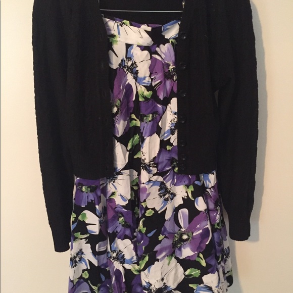 Vivian of Holloway Purple Floral Circle Skirt - Picture 6 of 6